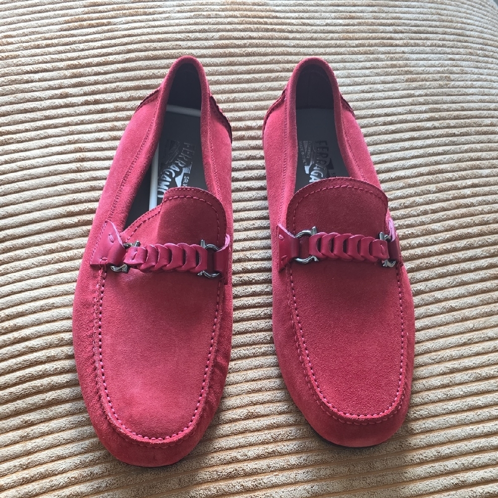 Salvatore Ferragamo Red Loafers Slip-Ons